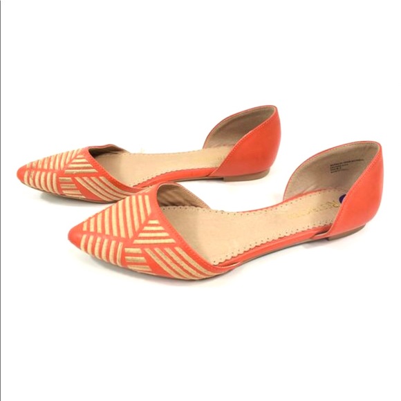 Restricted Shoes - Restricted bold orange chevron gold flats 8.5